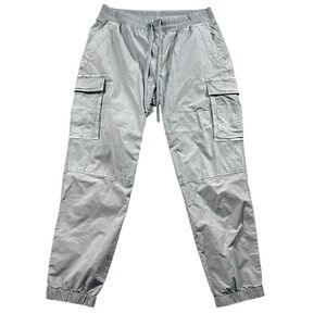 James Perse Pants Womens 3/L  Gray Jogger Cargo Pocket Elastic Waist Cuffed Flaw